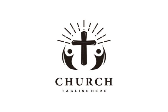 Church Christian Cross People Logo Icon: A Modern Symbol of Faith and Community