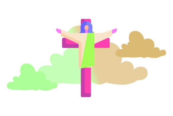 Flat Jesus Green Easter Icon: Design Perspectives